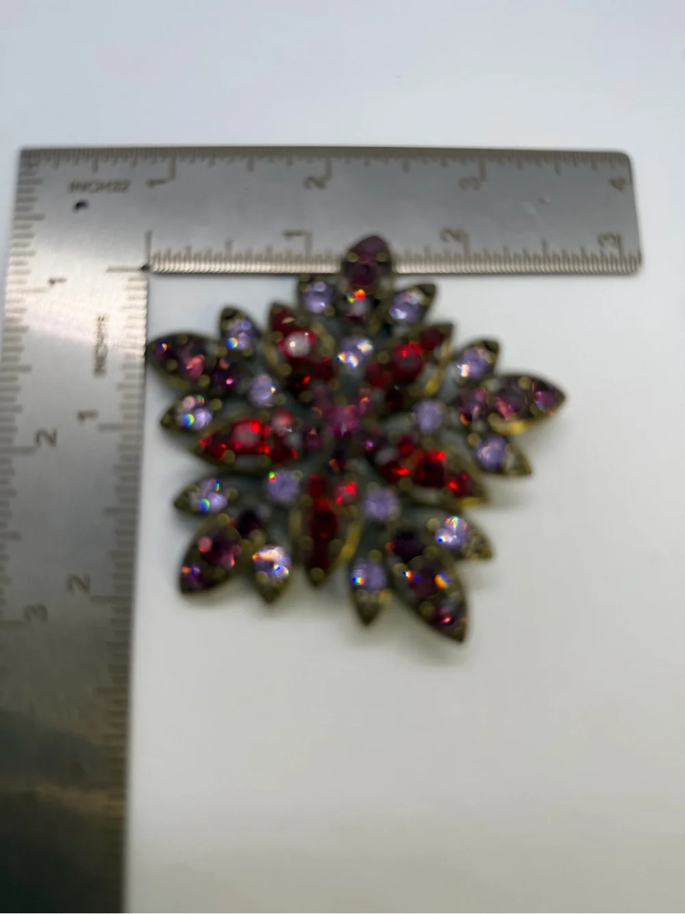 Vintage-Style Purple and Garnet Flower Brooch